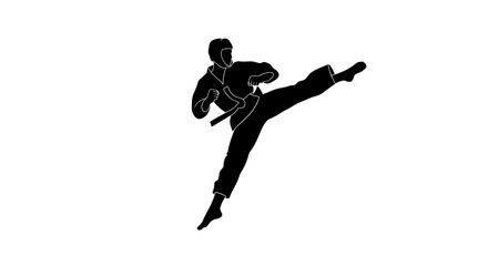 Martial Arts Kick Black Silhouette.