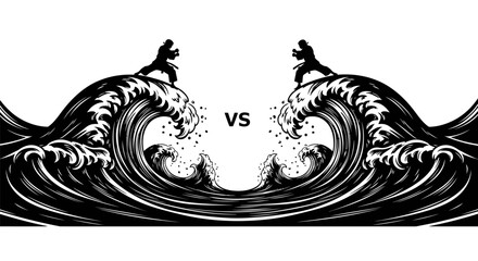 Martial Arts Wave Battle with Versus Concept.