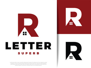 Modern Letter R House Icon Design, Real Estate and Construction Branding Symbol