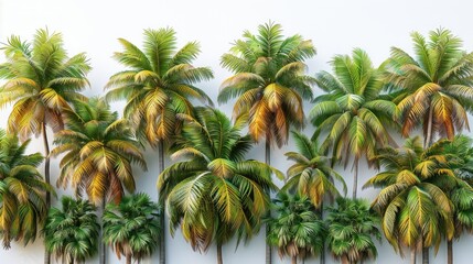 Obraz premium Lush palm trees create a vibrant backdrop in a tropical paradise landscape
