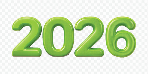 abstract 3d 2026 text made in different color style isolated on transparent background