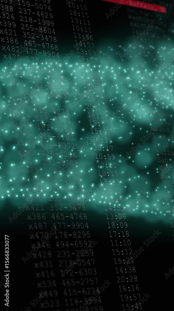 Poster animation of shapes moving over data processing