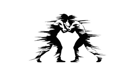 Obraz premium Wrestling Silhouette with Fight, Combat, Action, and Isolated.