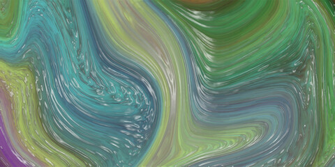 Fototapeta premium Abstract swirling watercolor painting featuring teal green and yellow tones showing fluid art and creative flow