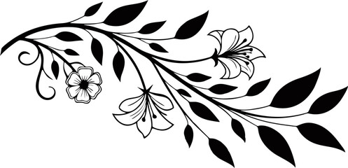 vector flower and leaves isolated on transparent background