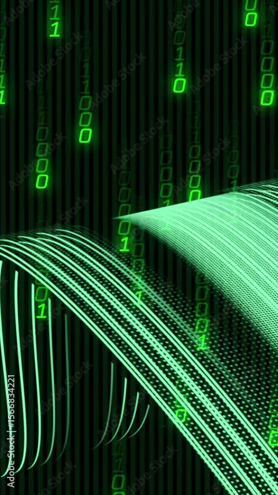 Poster animation of data processing on black background