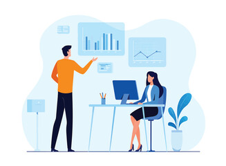 Data Analysis Presentation Business People Reviewing Charts and Graphs