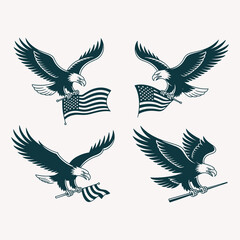 Patriotic Eagle Designs with USA Flags, Symbolizing Freedom, National Pride, and Strength