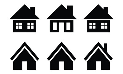 Collection home icons. House symbol. Set of house black silhouette vector on white background