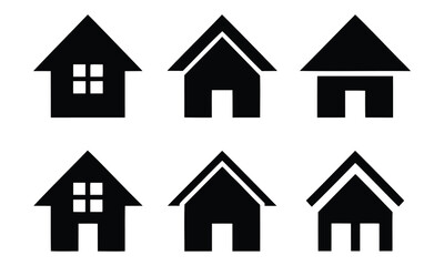 Collection home icons. House symbol. Set of house black silhouette vector on white background