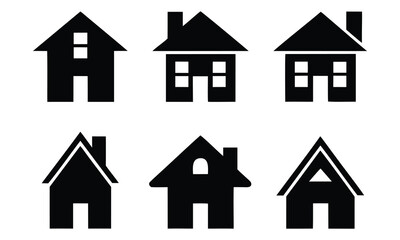 Collection home icons. House symbol. Set of house black silhouette vector on white background