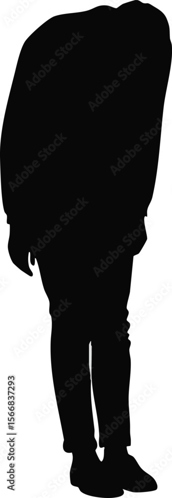 Poster silhouette of person bowing forward standing on white background simple isolated vector design