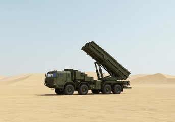 A missile launch vehicle in preparation