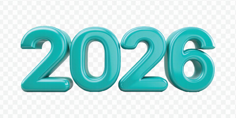 abstract 3d 2026 text made in different color style isolated on transparent background