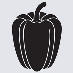 green bell pepper silhouette vector art illustration, vector illustration of a bell pepper