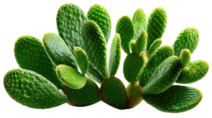 Prickly Pear Cactus: A striking close-up of a vibrant prickly pear cactus showcasing its textured pads, creating a captivating display of natural geometry and vivid hues.