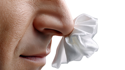 Sneeze with Tissue: A close-up shot captures a person using a tissue to address a sneeze, highlighting the concept of health and hygiene. 