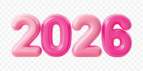 abstract 3d 2026 text made in different color style isolated on transparent background