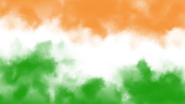 gradient background of Indian national flag colour in cloudy style. orenge, white and green colour animation. concept for independence day.
