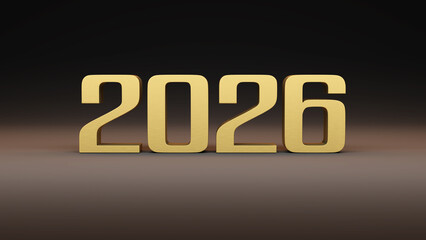 New Year 2026 Creative Design with metal number Concept - 3D Rendered Image	
