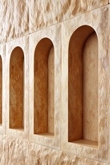 Stone wall featuring arched niches Architectural detail with textured surface