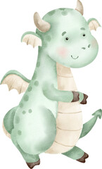 watercolor cute dragon