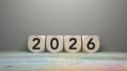 New Year 2026 Creative Design with dice Concept - 3D Rendered Image	
