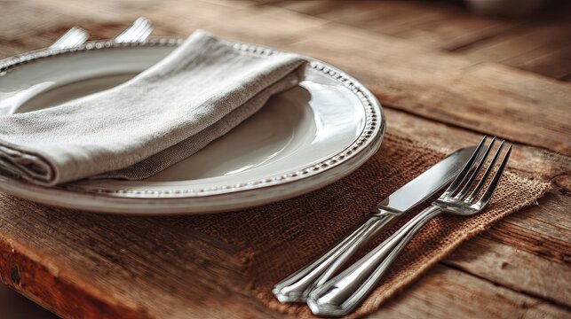 Rustic place setting on wooden table (1)