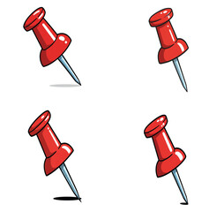"Red Push Pin Clipart &ndash; Vector Thumbtack Illustration for Notes, Maps, Planning Boards, Reminders, Office Stationery, School and Digital Icons"