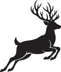 Majestic Leaping Deer A Powerful Silhouette Illustration