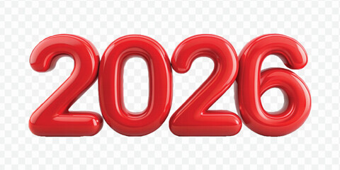 abstract 3d 2026 text made in different color style isolated on transparent background