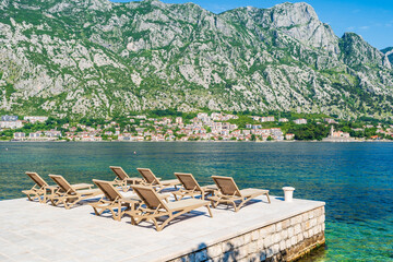 View of Kotor Bay, also known as Boka Kotorska, in southwestern Montenegro