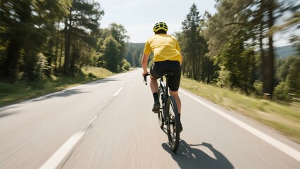 Cyclist Riding Gravel Bike on Scenic Country Road Summer Day Adventure Outdoors Sports Fitness Travel