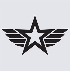 Obraz premium logo of a solid black five pointed star silhouette vector art illustration