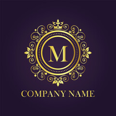Naklejka premium Letter luxury gold logo concept