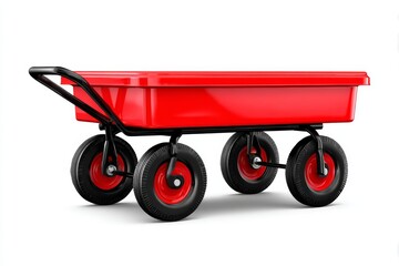 Shiny Red Wagon Isolated on White Background A Classic Childhood Toy for Outdoor Play