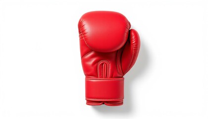 Red Leather Boxing Glove Isolated on White Background Professional Sports Equipment Training Gear