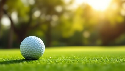 Golf Ball on Lush Green Fairway at Sunset Stunning High Resolution Image Perfect for Websites and Marketing