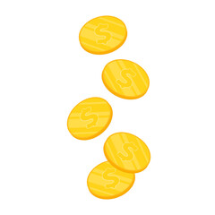 Coin vector. Coin stack on white background.