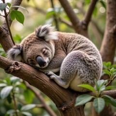 Sleeping koala on the tree