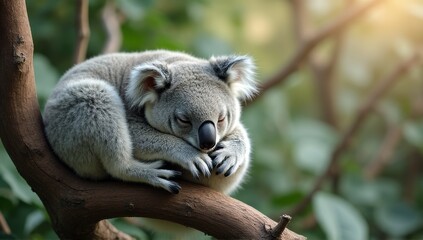 Obraz premium Sleeping koala on the tree