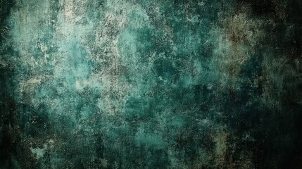 Naklejka premium A textured wall of deep blue and green hues evokes nostalgia