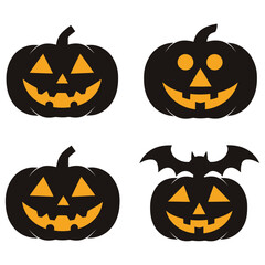 Halloween Pumpkin Outline Silhouettes Vector Pack