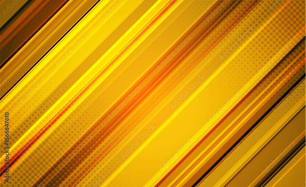 Poster diagonal golden lines with motion effect and halftone detail create a vibrant, energetic background 