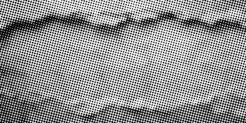 Crumpled paper halftone texture. Dotted rough wrinkled background. Old creased paper sheet overlay. Comic pop art grain wallpaper. Aged damaged gritty page in cartoon style. Vector background