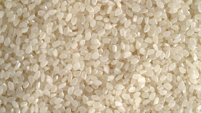 Macro video of korean rice. Close up of korean sushi rice on rotating disk.