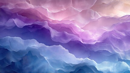 Soft pastel colors blend together to create a dreamy, serene mountain landscape