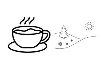 Hot beverage in winter landscape hot drink saucer