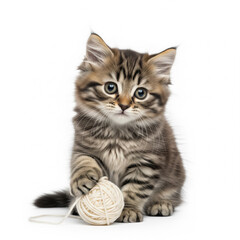 Fototapeta premium Cute Fluffy Kitten On White Background
