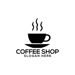 coffee shop silhouette logo vector line art logo design